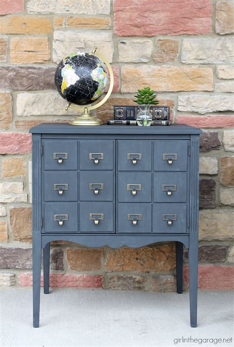 Upcycled Record Cabinet To Faux Card Catalog Girl In The