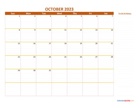 October 2023 Calendar Calendar Quickly