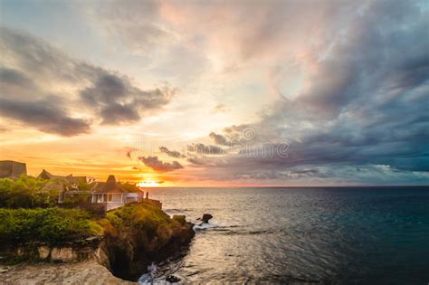 Panorama Of Awesome Tropical Sunset At Nusa Lembongan Island Bali