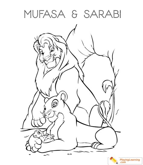 The Lion King Mufasa Sarabi Coloring Page 01 Free The Lion King
