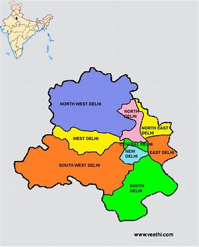 Delhi State Map Districts India States Veethi