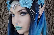 halloween makeup elf costume blue fantasy elven make fairy maquillaje crown dark etsy visit