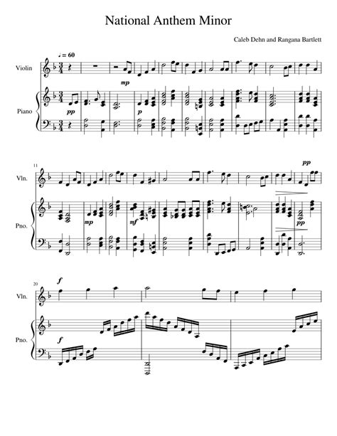 Nationalanthemminor Sheet Music For Piano Violin Solo