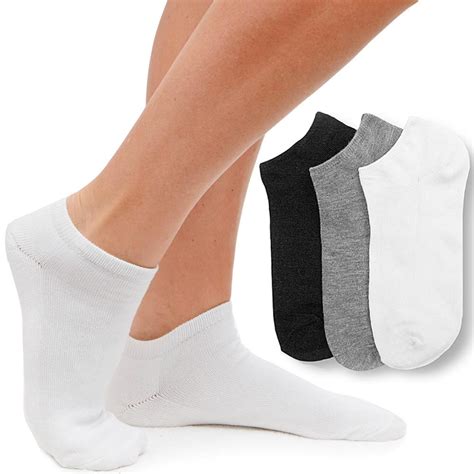 Pair Women Ankle Socks Low Cut Fit Crew Size Sport Black White
