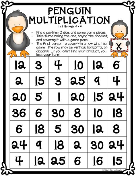 Multiplication Game 4th Grade