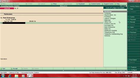 • prepaid expenses entry/how to pass prepaid expenses/prepaid insurance entry/tally ustad some video related to tally.erp 9 new company. How to enter Journal Entry in tally - YouTube