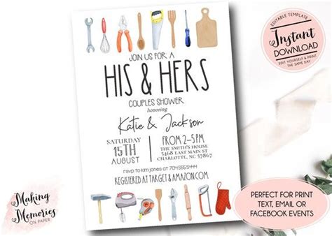 his and hers couples shower invitation editable couples etsy couple shower couples wedding