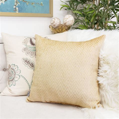 Chenille Gold Herringbone Home Accent Pillows