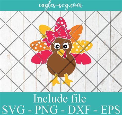 Girl Turkey Thanksgiving Svg Png Fall Cut Files Cute Turkey Clipart