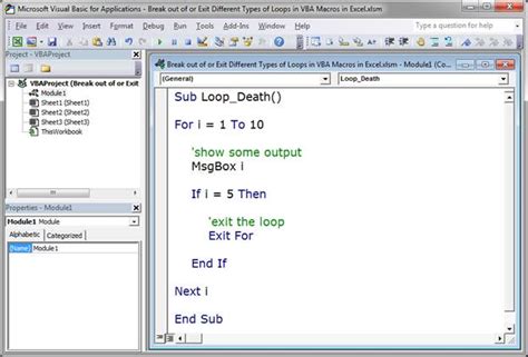 Break Out Of Or Exit Different Types Of Loops In Vba Macros In Excel