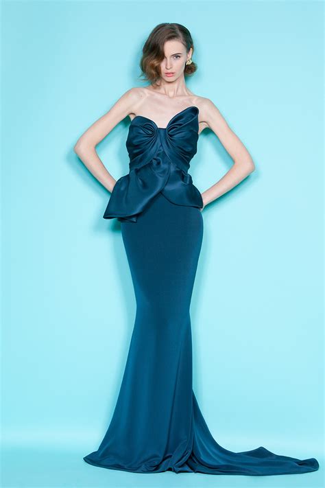 Elegant Deep Ocean Blue Mermaid Bridesmaid Dress By Marchesa