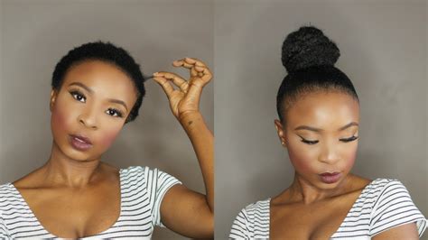 How To Top Knot High Bun On Short Natural Hair Youtube