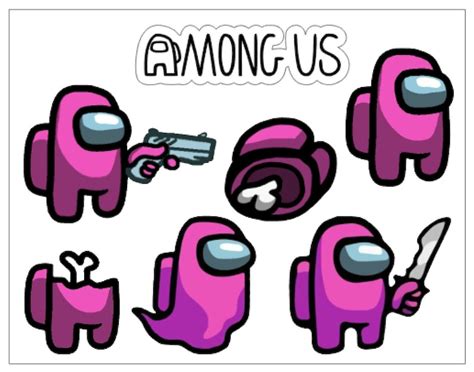 Among Us Sticker Pack Character Stickers Set By Color Etsy