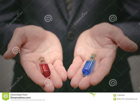 Blue And Red Pill Choosing Concept Steroid Or Drug Selecting Stock
