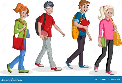 Cartoon Group Of People Walking