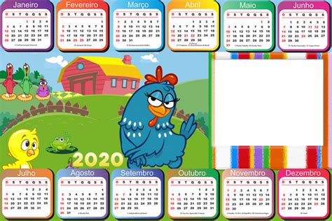 Calendário 2020 Da Galinha Pintadinha Png Horizontal Imagem Legal