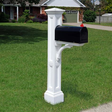Mayne Westbrook Plus Plastic Mailbox Post White 580a00000 The Home Depot