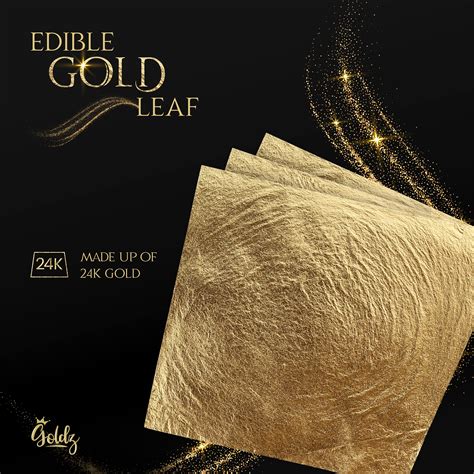 Goldz 24k Genuine Edible Gold Leaf Real Gold Leaf Big Size 10cm X