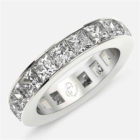 Eternity Ring With Channel Set Princess Cut Diamonds In K White Gold