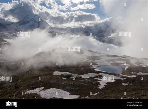 View Of Matterhorn In Clouds Stock Photo Alamy