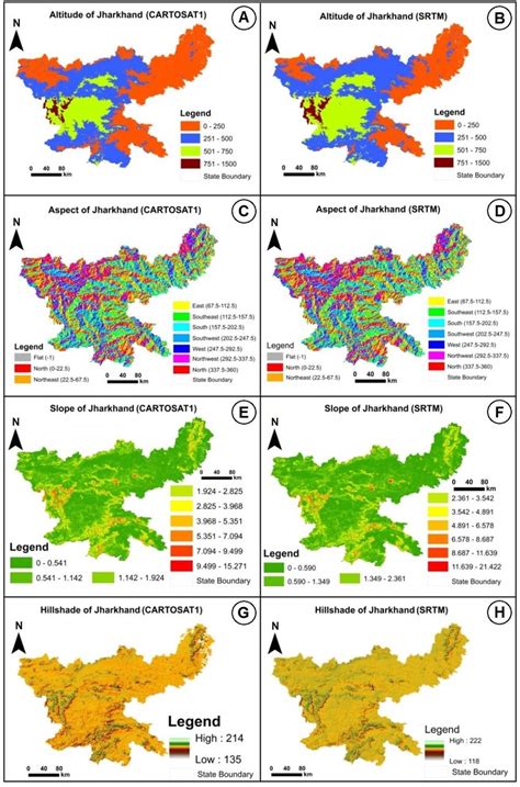 Altitude Aspect Slope And Hill Shade Maps Of Jharkhand India