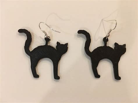 Scary Cat Earrings By Kendel3d Thingiverse Black Cat Earrings Cat