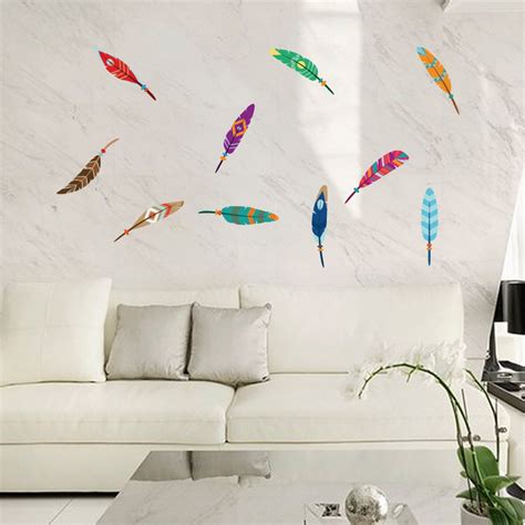 10pc Wall Sticker Pvc Flying Feather Removable Bedroom Home Decal Mural Art Decor In Wall