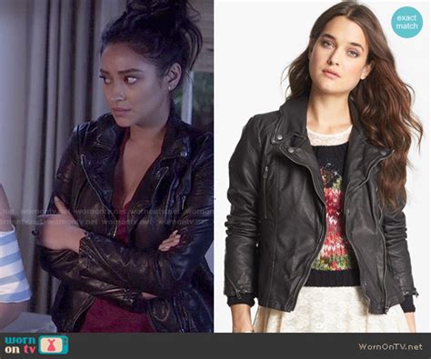 Wornontv Emilys Black Leather Jacket On Pretty Little Liars Shay