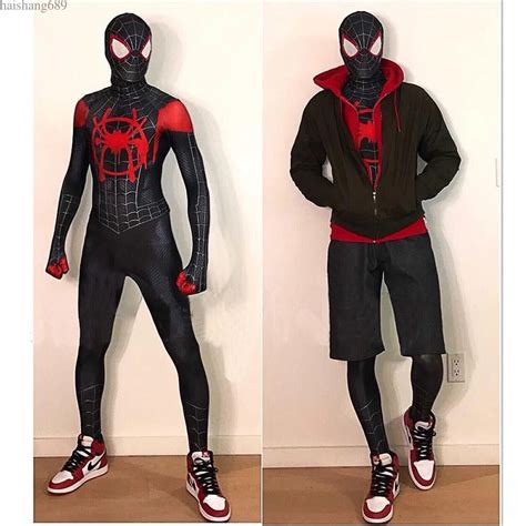 Miles Morales Spider Man Jumpsuit Cosplay Costume Bodysuit Adult