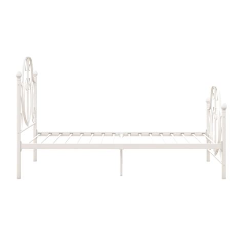 Dhp Ivorie Metal Bed Twin Size Frame Adjustable Base Height White