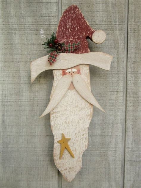 Country Primitive Hanging Wood Santa Holiday Home By Lnmprimitives