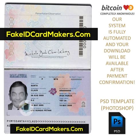 Passport recipient and issuance offices. Fake Malaysia Passport Template PSD Editable Download in ...