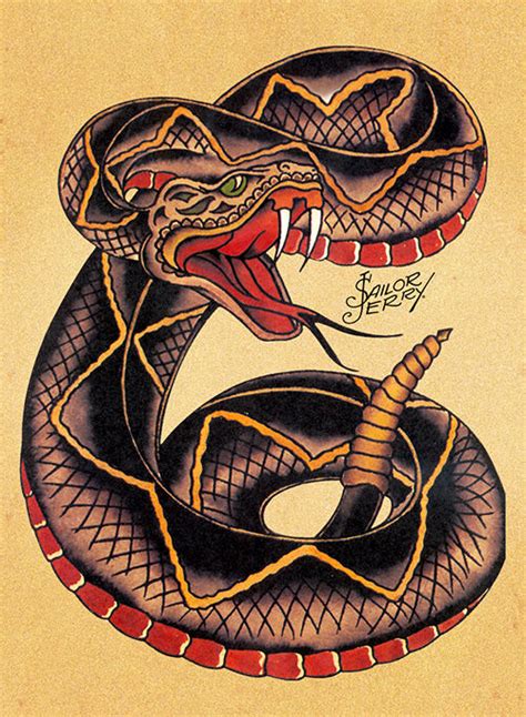 Sailor Jerry Poster Tattoo Vintage Snake Ebay