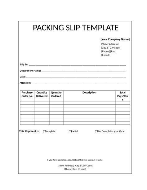 Free Packing Slip Template Pdf Printable Templates