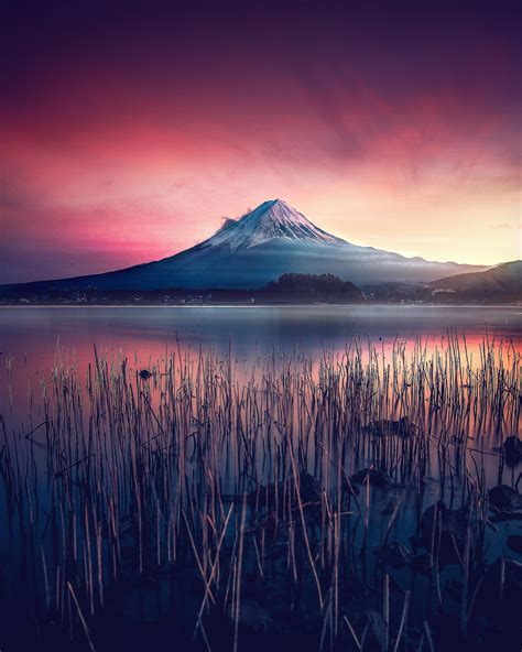 Pastel Sunset At The Mount Fuji Japan Mount Fuji Mount Fuji Japan