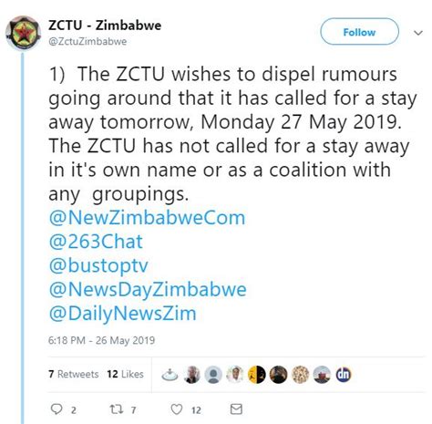 Breaking We Have Not Called For A Stay Away This Week Zctu ⋆ Pindula News