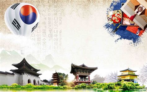 韩国之旅水墨风格旅游海报背景模板背景素材图片下载 万素网