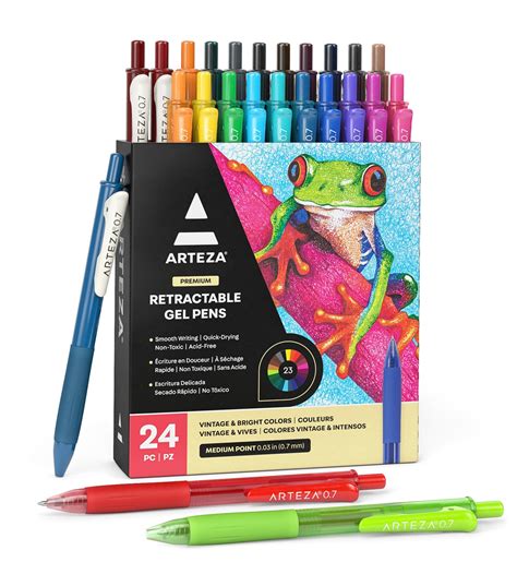 Arteza Retractable Gel Ink Colored Pens Set Vintage And Bright Colors