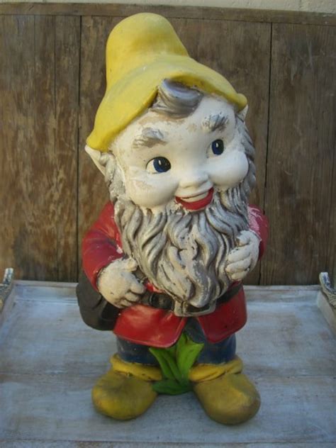 Vintage English Garden Gnome Lawn Gnome Made Of Clay Hand Etsy