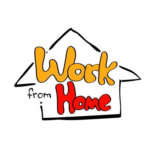 Work From Home Lettering In Bright Style With Otline House Freelance