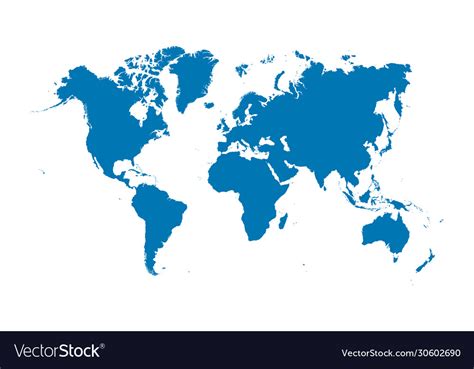 Blue World Map On A White Background Royalty Free Vector