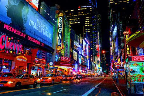 Photography Lights Night City New York Neon Broadway