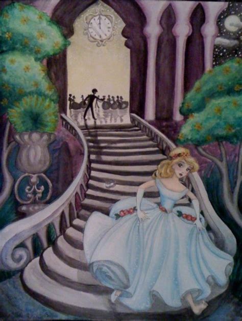 A Painting Of A Woman In A White Dress Sitting On The Steps To A Castle
