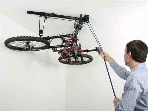 Horizontal Bike Lift Hoist Garage Bicycle Storage Pulley System Ceiling