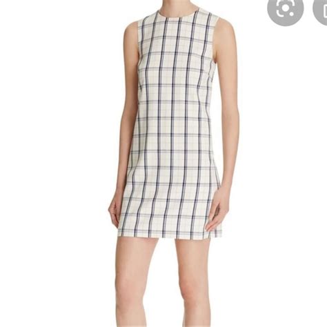Theory Dresses Theory Dress White And Navy Blue Plaid Pattern