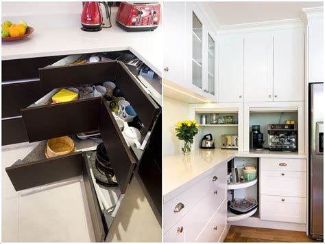 The idea of innovations come with corner cabinet solutions such as corner cupboard, corner storage cabinet, corner cabinet organizer, or even peninsula cabinet. Clever Storage Ideas for Corner Kitchen Cabinets