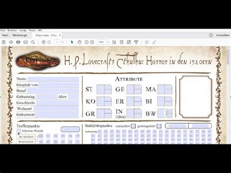 10 for 1920s play, 5 for the 1890s, and 5 for cthulhu now. Charakterbogen ausfüllen: Cthulhu - YouTube