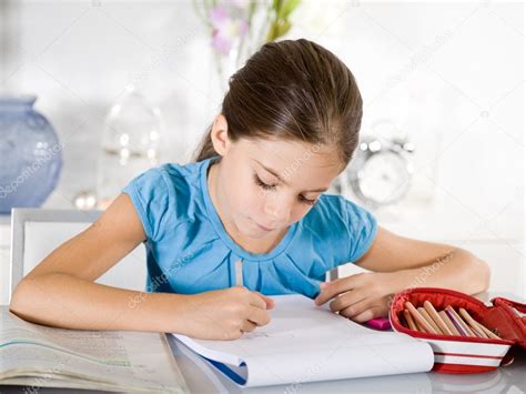 Little Girl Studying Stock Photo By ©marcomayer 6555426