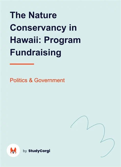 The Nature Conservancy In Hawaii Program Fundraising Free Essay Example