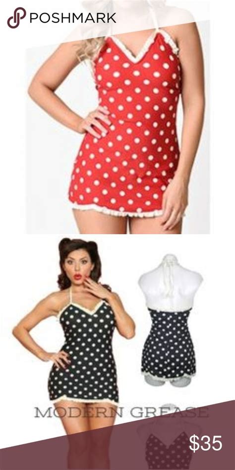 Bettie Page Bathing Suit Polka Dot Clothes Design Bathing Suits One Piece